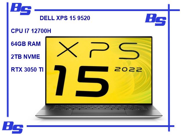 DELL XPS 15 9520 LAPTOP VTORA UPOTREBA - CPU I7 12700H, 64GB RAM, 2TB NVME, RTX 3050 TI - GDDR6 4 GB, 1920X1200, IPS