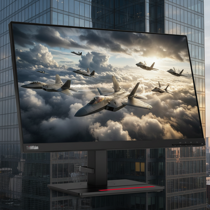 Monitor displaying an image of fighter jets flying through clouds with skyscrapers in the background
Lenovo ThinkVision P24q-20 Monitor vtora upotreba - (2560 x 1440; IPS - matritsa; HDMI