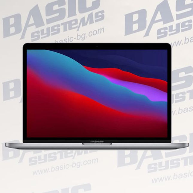 Laptop Apple MacBook Pro 13.3-Inch A2338 Laptop vtora upotreba  M1 - 8 cores with colorful display on a Basic Systems branded background