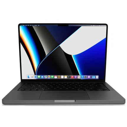 Apple MacBook Pro 14.2-Inch (2021) Laptop vtora upotreba M1 - 10 cores with a colorful display on a white background