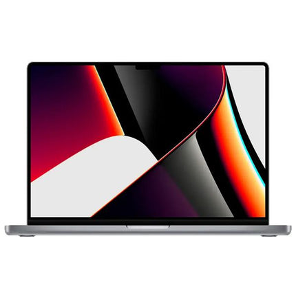 A silver laptop shown from the front on a plain white background, with its screen turned on and displaying a colorful abstract wallpaper.
Apple MacBook Pro 16.2-Inch A2485 - CPU M1 Pro - 10 cores, 32GB RAM Laptop vtora upotreba