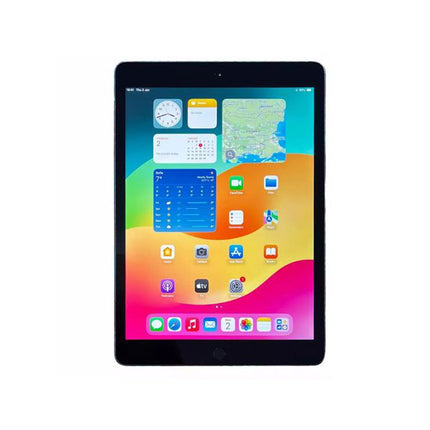 Tablet with a colorful display on a white background