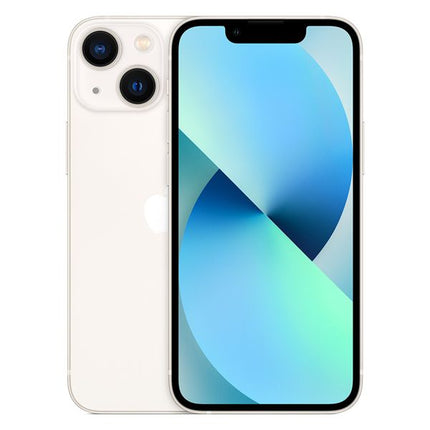Apple iPhone 13 mini Starlight Smartfon vtora upotreba 128GB s garantsia with a gradient blue and green display on a white background