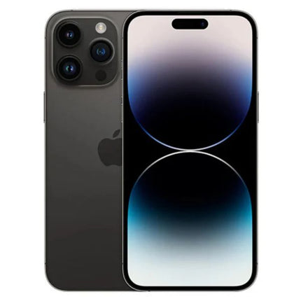 Black Apple iPhone 14 Pro Space Black Smartfon vtora upotreba, 256GB s garantsia showing front and back on a white background