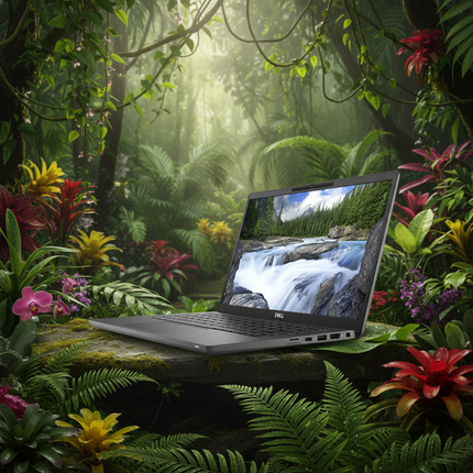 Laptop on a rock in a lush tropical forest with a waterfall on the screen
DELL Latitude 7320 Laptop vtora upotreba