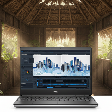 Laptop displaying a cityscape on a screen in a tropical setting with wooden walls and plants.
DELL Precision 7560 лаптоп втора употреба - CPU XEON W-11855M, 32GB RAM DDR4, 512GB NVMe, NVIDIA RTX A3000 6GB GDDR6, FHD, IPS