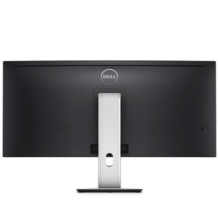 A Dell computer monitor shown from the back, featuring a matte black screen bezel and a silver metallic stand on a plain white background.
DELL U3415W Curved ULTRASHARP Ultra-Wide Quad HD, HDMI,  Monitor vtora upotreba