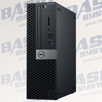 Dell OptiPlex 7050 computer tower on a white background with BASYS logo.