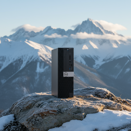 Dell computer tower on a rocky outcrop with snow-capped mountains in the background
Kompyutar vtora upotreba DELL OptiPlex 7070 SFF - CPU i7-9700,