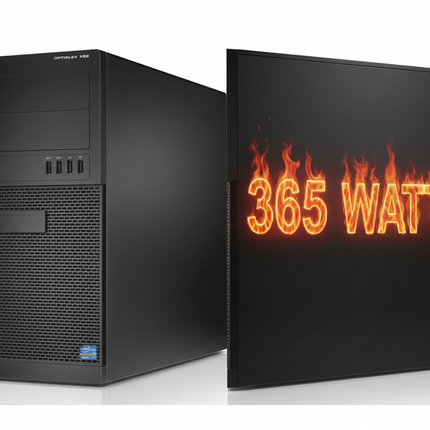 Dell computer tower with '365 Watts' displayed on a black panel
DELL OptiPlex XE2 TOWER