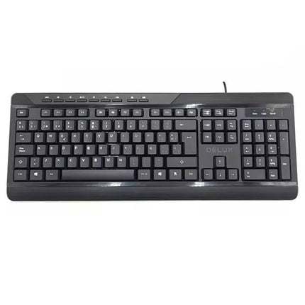 Black keyboard with 'Delux' branding on a white background
Delux K7010BU+M355BU Komplekt klaviatura i mishka, BDS kirilizatsia