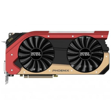 GeForce GTX 1070 graphics card with dual fans on a white background
Gainward GTX 1070 Ti Phoenix Secondary video card, 8GB, 256 bit, GDDR5, Display Port, DVI, HDMI