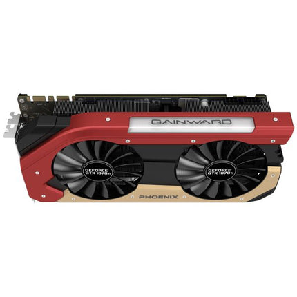 Gainward GeForce GTX 1070 Ti graphics card with two fans on a white background
Gainward GTX 1070 Ti Phoenix Secondary video card, 8GB, 256 bit, GDDR5, Display Port, DVI, HDMI