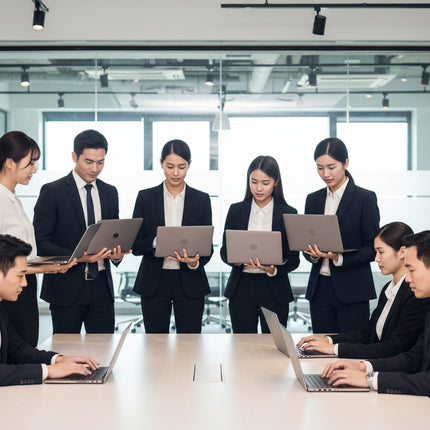 Laptop with Windows operating system on the screen on a white background