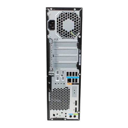 Back view of a computer case with various ports and components on a white background
HP Z2 Small Form Factor G4 Rabotna stantsia vtora upotreba