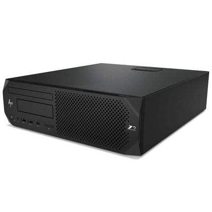 Black HP computer tower on a white background
HP Z2 Small Form Factor G4 Rabotna stantsia vtora upotreba