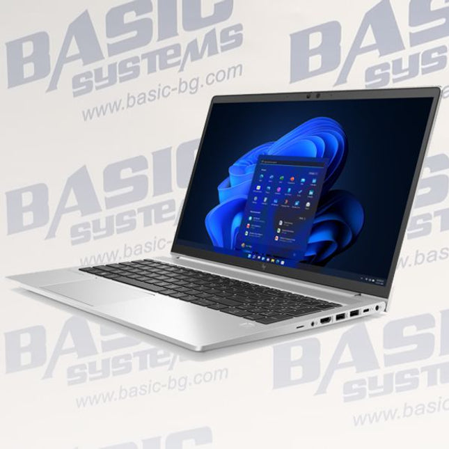 Laptop with a blue abstract design on the screen against a light gray background with 'Basic Systems' branding.
HP EliteBook 650 G8 Laptop vtora upotreba - CPU i5 1145G7