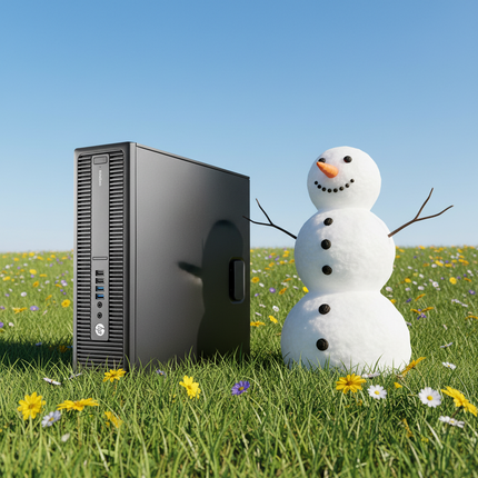 Computer tower next to a snowman in a grassy field with flowers
Компютър втора употреба HP EliteDesk 800 G2 SFF - CPU i5 6500 - 3.20 GHz, 16GB RAM, 512GB SSD, HD Graphics 530
