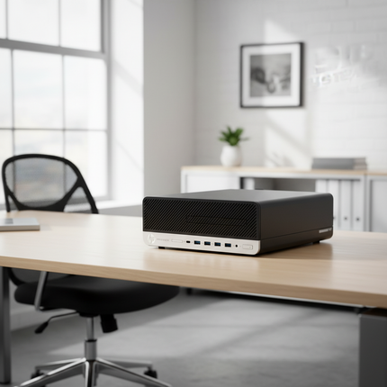 Computer tower on a desk in an office setting
HP ProDesk 600 G3 SFF Kompyutar vtora upotreba - CPU i3 6100 