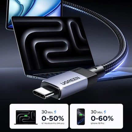 Кабел UGREEN - 40 Gbps, USB-C, Cable with 240 W Fast Charging, 4K Video, 1 метър