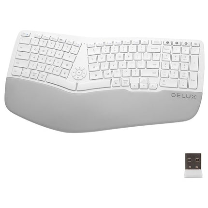 Delux ergonomic keyboard with wrist rest on a white background
Klaviatura Delux GM902, US standart na bukvite, bezzhichna, Bluetooth