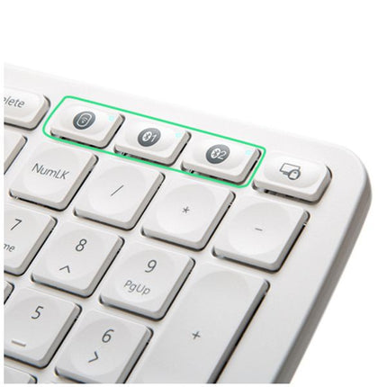 Close-up of a white keyboard with focus on numeric keypad
Klaviatura Delux GM902, US standart na bukvite, bezzhichna, Bluetooth