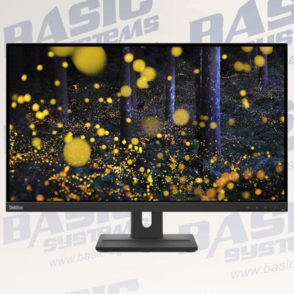 Monitor displaying a nature scene with glowing elements on a Basic Systems branded background
27" Lenovo ThinkVision E27q-20 Monitor vtora upotreba - 2560 x 1440