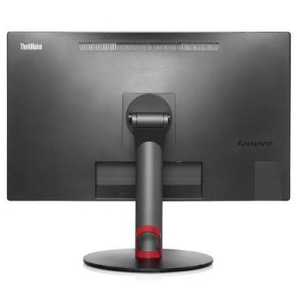 ThinkVision Lenovo computer monitor from the rear, featuring a matte black frame, a dark gray stand with a red accent ring, and a circular black base on a white background.
28" Lenovo ThinkVision   Pro2820D 28-inch FHD MVA LED monitor vtora raka
