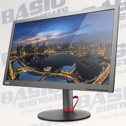 A computer monitor with a black stand and base, featuring a red accent on the stand collar. The screen displays a colorful city skyline at dusk.
28" Lenovo ThinkVision   Pro2820D 28-inch FHD MVA LED monitor vtora raka