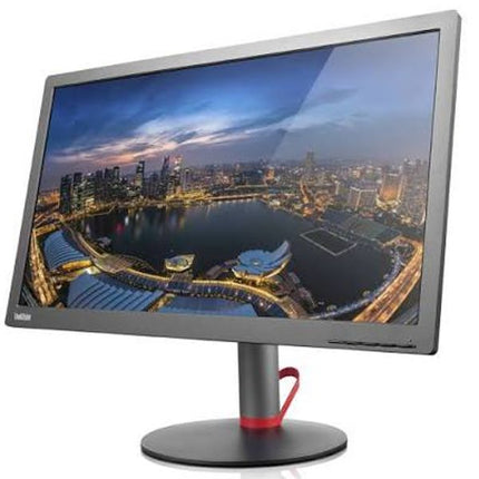 A 27-inch computer monitor with a silver bezel and a black stand featuring a red accent ring, shown against a plain white background. The screen displays a colorful cityscape wallpaper.
28" Lenovo ThinkVision   Pro2820D 28-inch FHD MVA LED monitor vtora raka