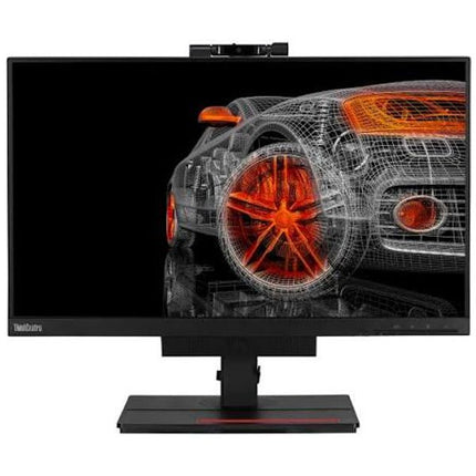 A black Netgear desktop monitor with a stand, featuring a screen displaying a wireframe car with glowing orange wheels on a black background.
24" Lenovo ThinkVision TIO24 Gen 4 Monitor vtora upotreba 