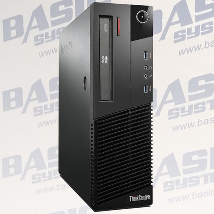 Black computer tower with 'ThinkCentre' branding on a white background with 'BASISYSTEMS' logo.
Lenovo ThinkCentre M83 sff