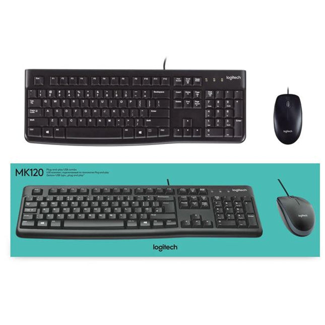 Комплект клавиатура и мишка Logitech Desktop MK120, черни, USB, кирилизирана по БДС