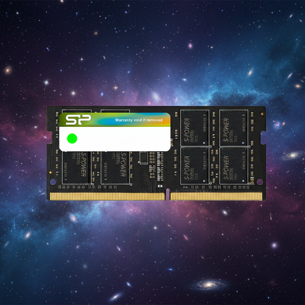 Computer memory module with SP logo on a cosmic background