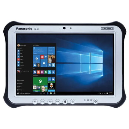Rugged tablet with Panasonic branding on a white background