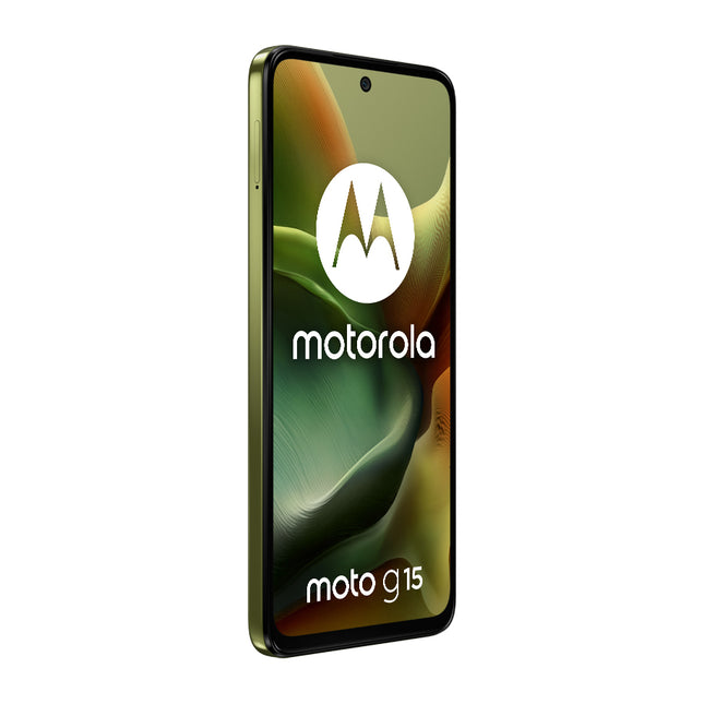Motorola Moto G15 smartphone on a white background