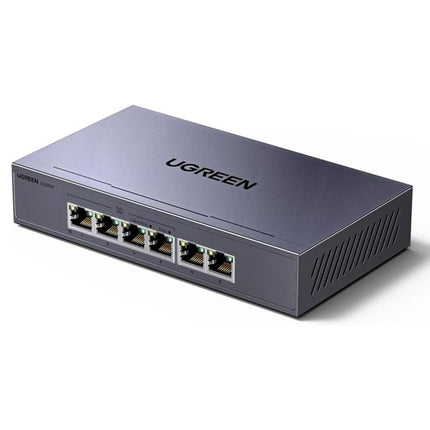UGREEN PoE Switch 6 Port Gigabit LAN Switch с 4 x PoE Gigabit порта + 2 x Gigabit порта (60 W, VLAN, метален корпус)