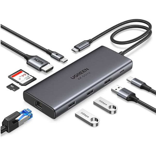 UGREEN Revodok Pro 109 9-in-1 USB-C Hub (10Gbps USB 3.2, 4K@60Hz HDMI)