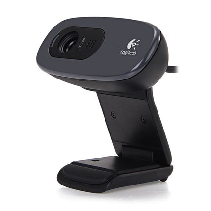 Logitech HD Webcam C200 in matte black, featuring a rounded head with a visible lens and speaker grille, and a fold-out stand base, shown on a white background.
Ueb kamera LOGITECH C270 - 1280 x 720 px, s mikrofon 24 mesetsa garantsia