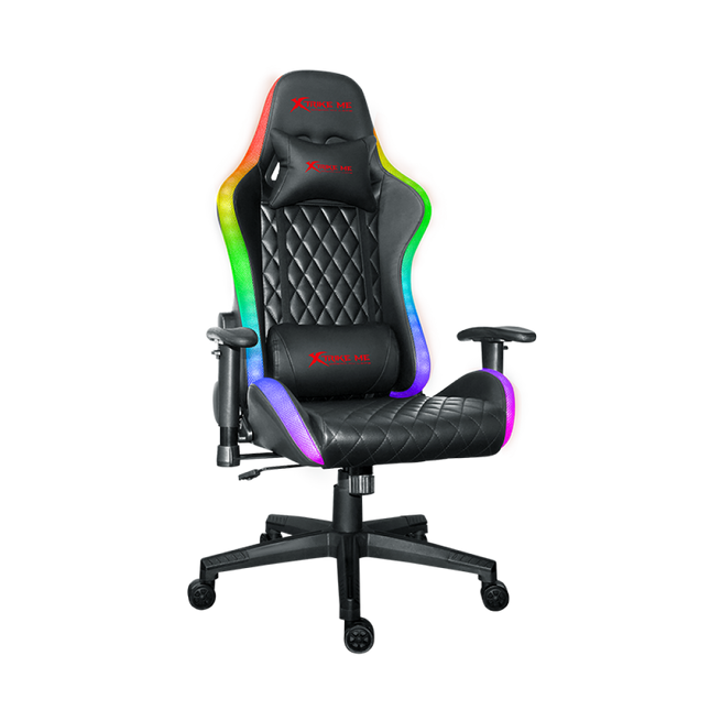 Gaming chair with rainbow backrest and quilted design on a white background
Geyming kreslo XtrikeMe GAMING GC907

