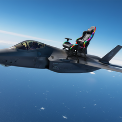 Futuristic jet with a colorful interior flying against a clear blue sky.
Geyming kreslo XtrikeMe GAMING GC907