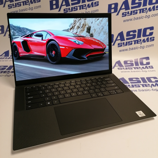 Лаптоп Dell XPS 15 9500 - с мощен процесор i7 10750H, достатъчно оперативна памет 16GB RAM, голям и бърз диск 1000GB SSD, прилична видеокарта GTX 1650 Ti - 4 GB, прекрасен 15 инчов екран 1920x1080 с IPS матрица. Едно бижу от марката DELL. Поглед отпред.