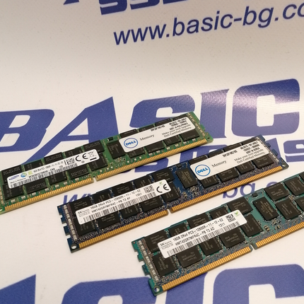Три броя Памет (RAM) 16384MB DDR3 For Server 12800R втора ръка Fully Buffered, ECC, 1600MHz. На бял фон с надписи basic systems www.basic-bg.com
