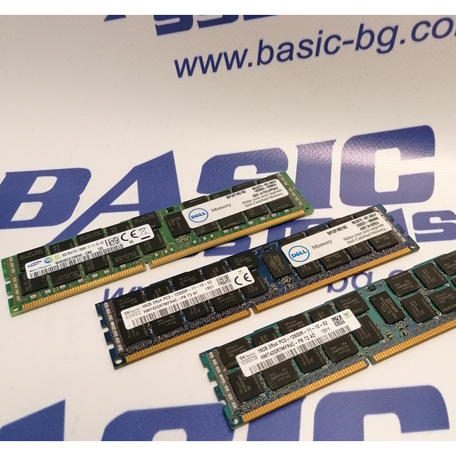 Три броя Памет (RAM) 16384MB DDR3 For Server 12800R втора ръка Fully Buffered, ECC, 1600MHz. На бял фон с надписи basic systems www.basic-bg.com