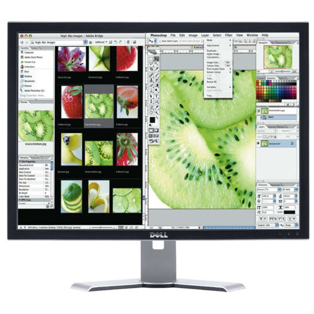 24" Монитор втора употреба Dell 2408WFP - (1920 x 1200, S-PVA матрица, 2 x DVI-D, D-SUB, Display port, HDMI, S-Video, Composite, sRGB, USB-hub)