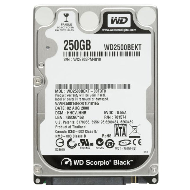 Твърд диск за лаптоп втора ръка - SATA - 250GB