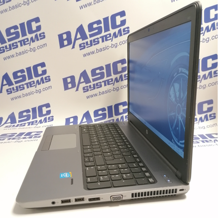 Лаптоп втора употреба HP ProBook 650 G1 - CPU i5-4300М, 4GB RAM, 128GB SSD, HD Graphics 4600. Поглед отдясно при отворен дисплей.