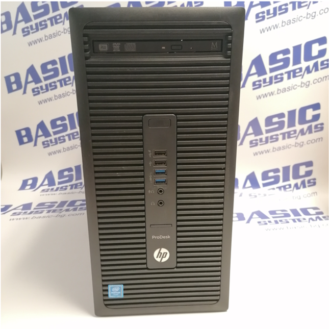 Компютър втора употреба HP Compaq Prodesk 600 G2 Microtower - CPU G4400, 8GB RAM DDR4, 500GB HDD, HD Graphics 510. Поглед от предна страна.